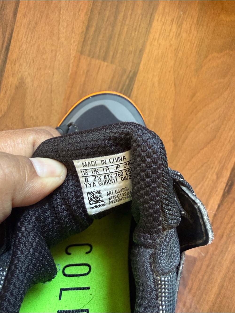 adidas Black Sneakers with Orange Trim and Neon Green Insole - Picture 3 of 11